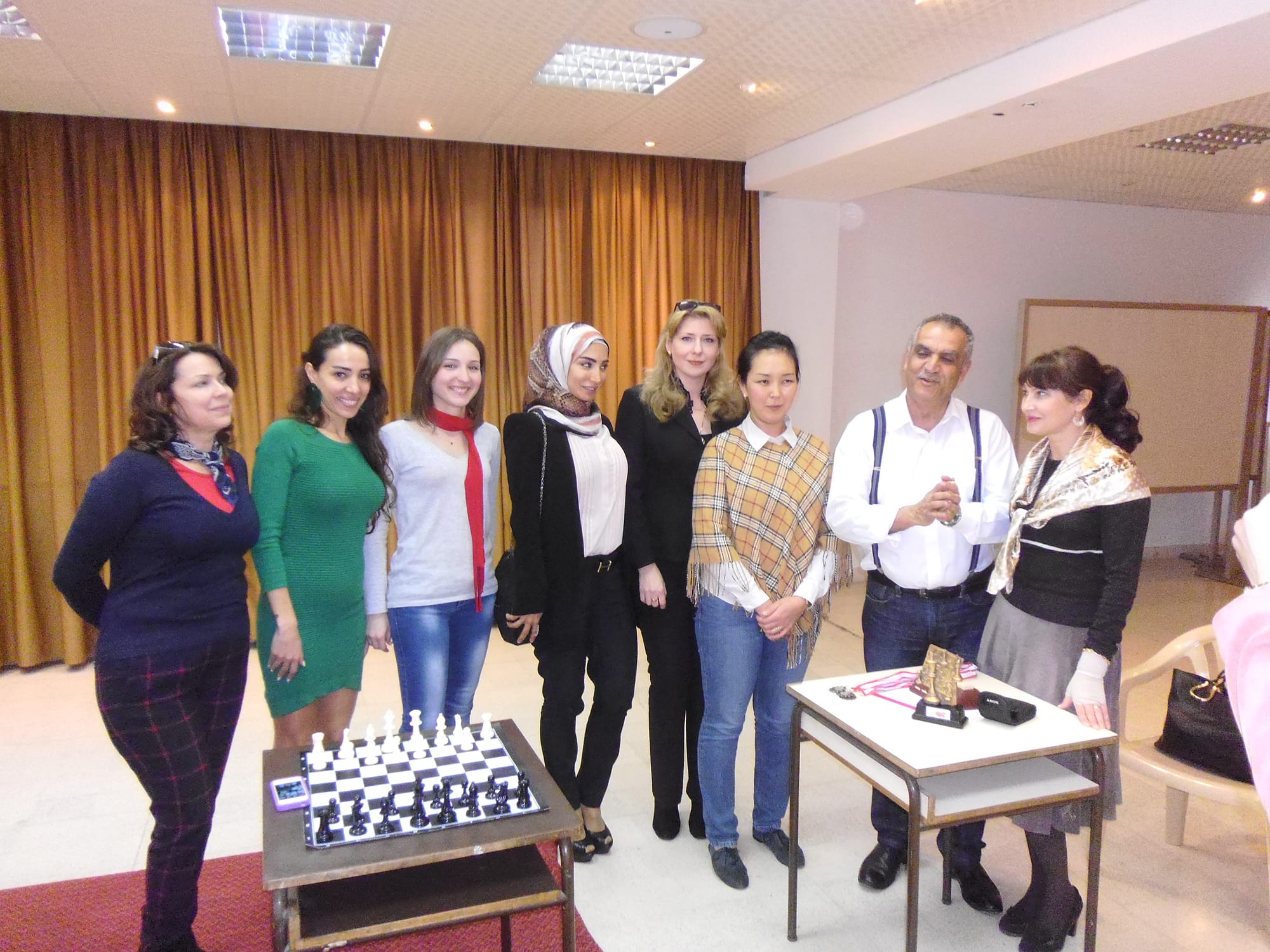 Participants gather for a group photo after a womens event